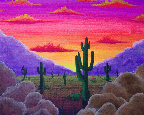 Desert Aglow at Dusk (under blacklight)